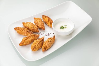 Lezzetli Asya yemeklerinin yakın görüntüsü