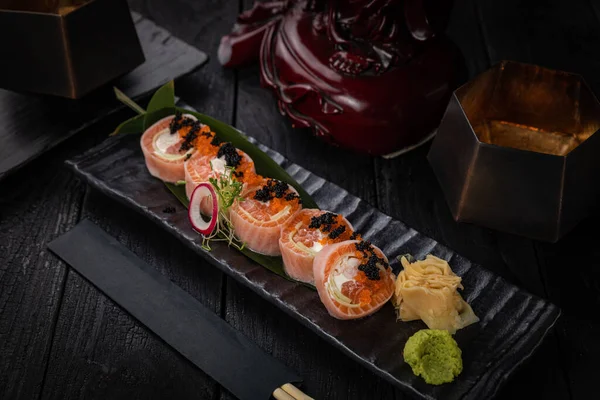 Sushi Set Wooden Table — Stock Photo, Image