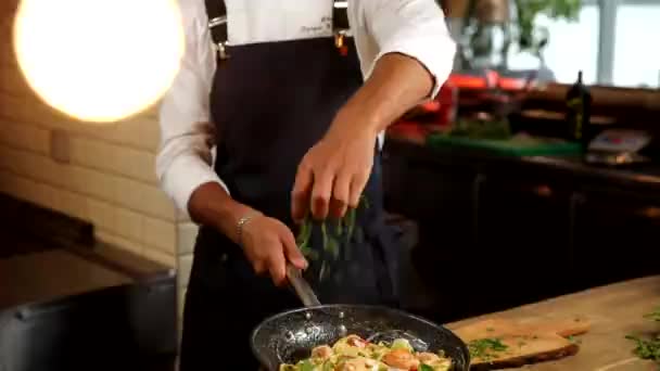 厨师在厨房做饭 — 图库视频影像