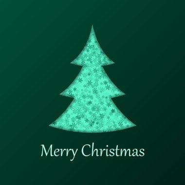 Yeşil arka planda Noel ağacı. Tatil kartları için tasarım elemanları. Vektör illüstrasyonu.