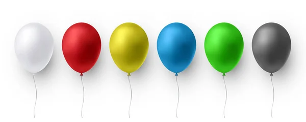Gerçekçi parlak renk balonu. Doğum günü için balonlar, tatil etkinlikleri, partiler, düğünler. Romantik dekorasyon festivali. Vektör illüstrasyonu.