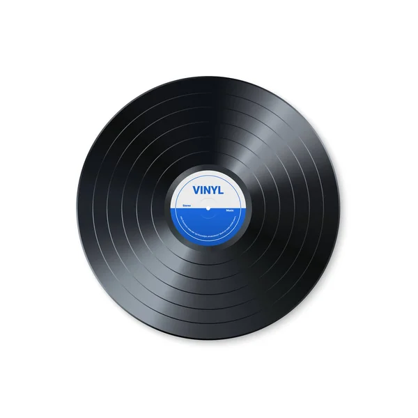 レコード レコード レトロオーディオディスクの設計 カバーモックアップ付きのリアルなヴィンテージ蓄音機ディスク ベクターイラスト — ストックベクタ
