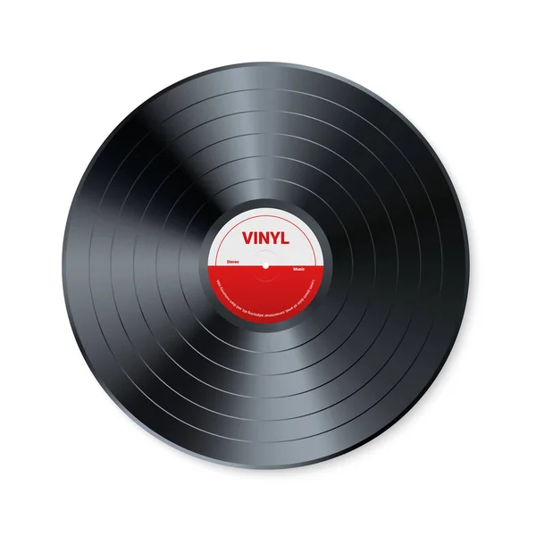 レコード レコード レトロオーディオディスクの設計 カバーモックアップ付きのリアルなヴィンテージ蓄音機ディスク ベクターイラスト — ストックベクタ