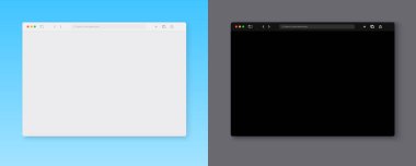 Web tarayıcı pencere şablonu. Düz dizaynlı boş ekran web tarayıcısı. Vektör illüstrasyonu.