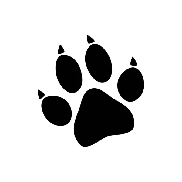 Black Animal Paw Print Isolated White Background Vector Illustration — Stock Vector