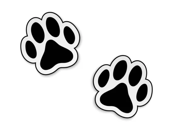 Black Animal Paw Print Isolated White Background Vector Illustration — Stock Vector