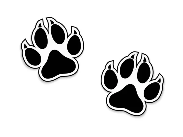 Black Animal Paw Print Isolated White Background Vector Illustration — Stock Vector