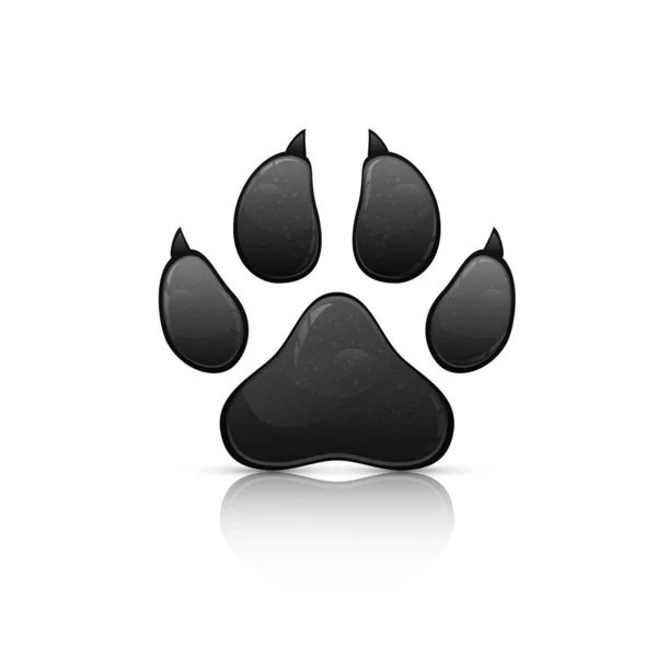 Black Animal Paw Print Isolated White Background Vector Illustration — Stock Vector