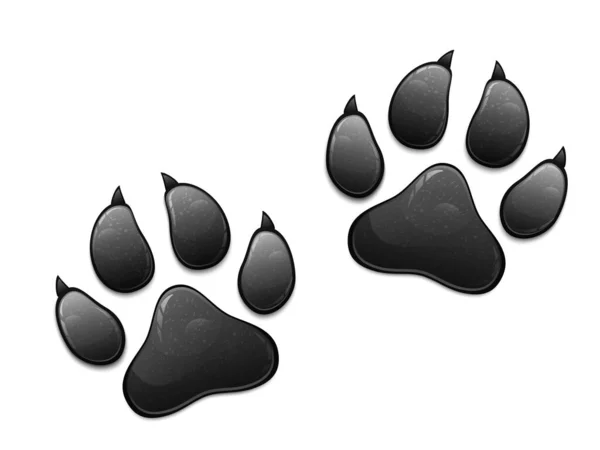 Black Animal Paw Print Isolated White Background Vector Illustration — Stock Vector