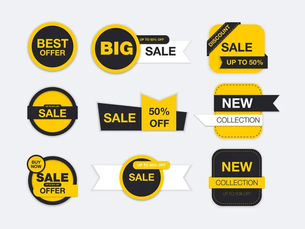 Vector Labels Isolated White Background Sale Promotion Website Stickers New — Stock Vector