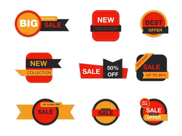 Vector Labels Isolated White Background Sale Promotion Website Stickers New — Stock Vector