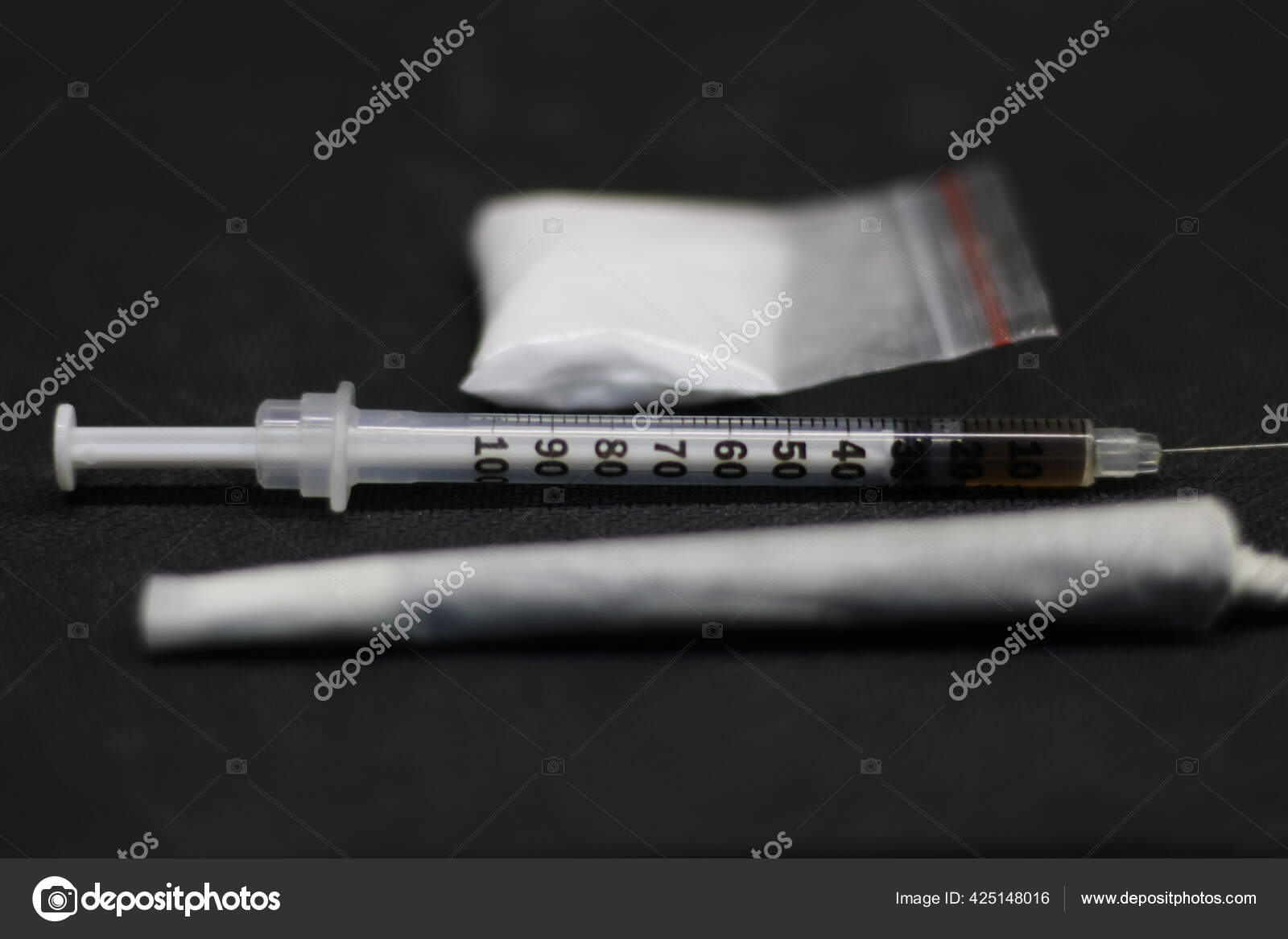 Download Syringe Full Cocaine Placed Center Marijuana Joint Sachet Full Cocaine Stock Photo Image By C Tommasosalvia 425148016