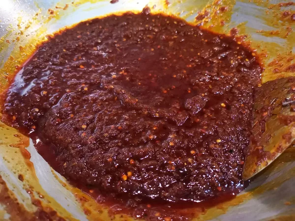Chili Paste Στο Pan Thai Dips Είναι Γλυκά Και Πικάντικα — Φωτογραφία Αρχείου