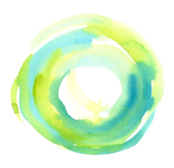 Green Blue Abstract Circle Background Watercolor Hand Painting White Background — Stock Photo, Image