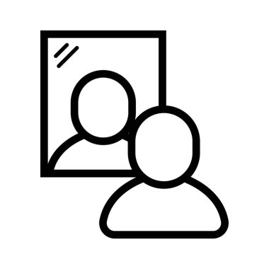 Aynanın önündeki insanın vektör illüstrasyon simgesi