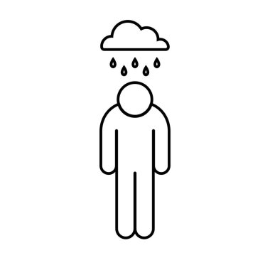 Depresif adamın vektör illüstrasyon simgesi 