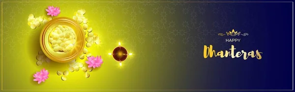 Vektorillustration Für Grußworte Mit Glücklichen Dhanteras Erster Tag Des Diwali — Stockvektor