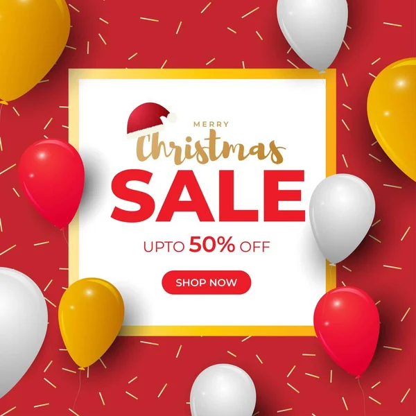 Design Vector Illustration Sale Banner Lettering Merry Christmas Sale Discounts — Stock Vector