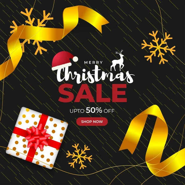 Design Vector Illustration Sale Banner Lettering Merry Christmas Sale Discounts — Stock Vector