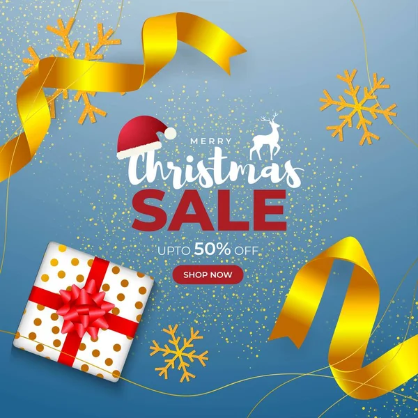 Design Vector Illustration Sale Banner Lettering Merry Christmas Sale Discounts — Stock Vector