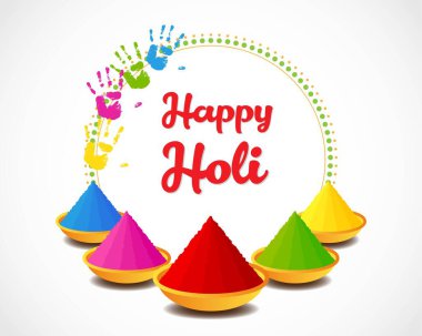 Mutlu günler Holi tasarım kartlarının vektör çizimi. Hint Renk Festivali - her yıl düzenlenen Hindu Bahar Festivali