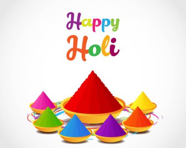 Mutlu günler Holi tasarım kartlarının vektör çizimi. Hint Renk Festivali - her yıl düzenlenen Hindu Bahar Festivali
