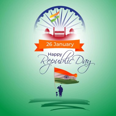 26 Ocak 'taki Hindistan Cumhuriyeti bayrağının vektör illüstrasyonu