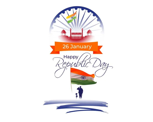 Векторна Ілюстрація Привітання Прапора Днем Республіки Індії Січня — стоковий вектор
