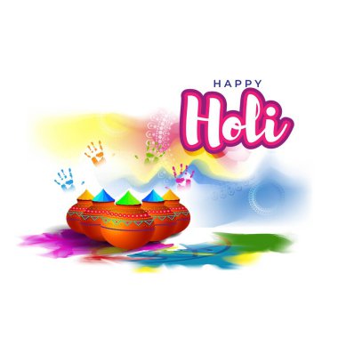 Mutlu günler Holi tasarım kartlarının vektör çizimi. Hint Renk Festivali - her yıl düzenlenen Hindu Bahar Festivali
