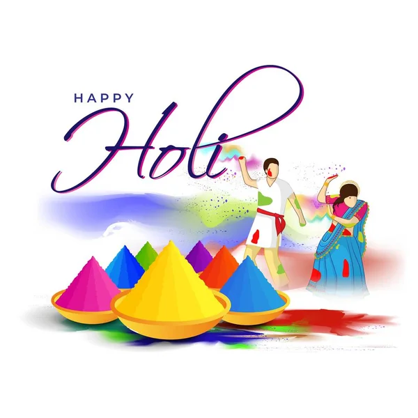 Векторная Иллюстрация Дизайнерской Карточки Счастливого Дня Holi Indian Festival Colors — стоковый вектор