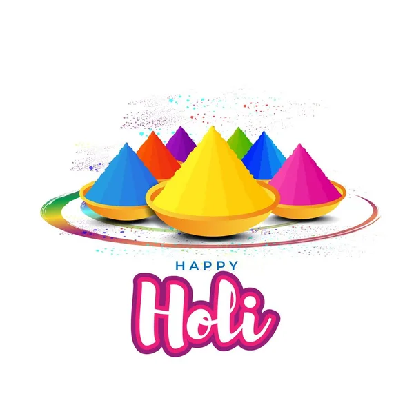 Vector Ilustración Tarjeta Diseño Feliz Día Holi Festival Indio Colores — Vector de stock