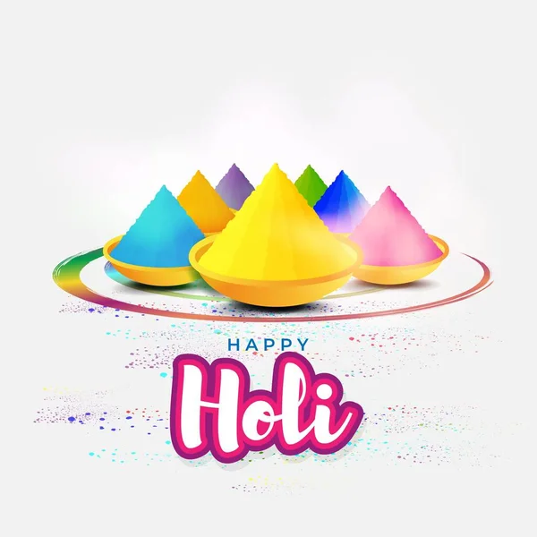 Vector Ilustración Tarjeta Diseño Feliz Día Holi Festival Indio Colores — Vector de stock