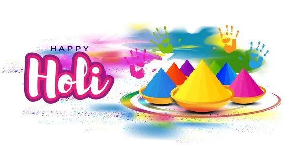 Ilustração Vetorial Cartão Design Feliz Dia Holi Festival Indiano Cores — Vetor de Stock