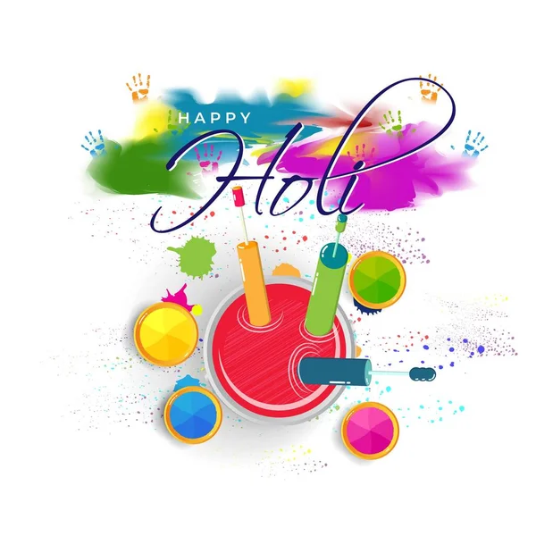 Vector Ilustración Tarjeta Diseño Feliz Día Holi Festival Indio Colores — Vector de stock