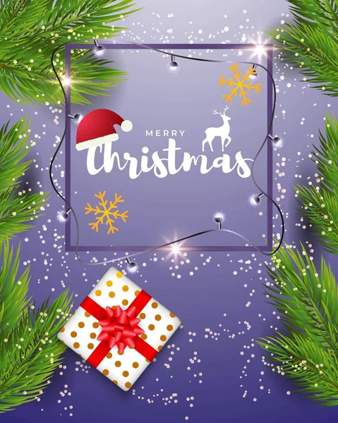 Design Vector Illustration Greeting Card Lettering Merry Christmas — Stock Vector