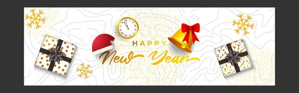 Design Vector Illustration Greeting Card Lettering Happy New Year — Stock Vector