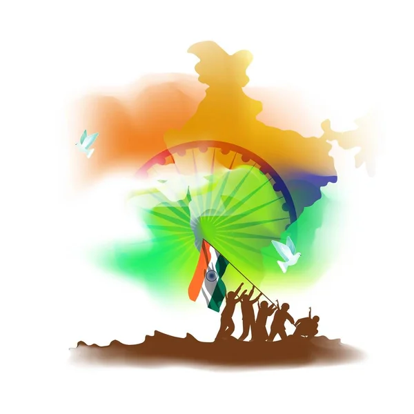 Illustration Vectorielle Ensemble Symboles Paix Nation Indienne Modèle Patriotique Avec — Image vectorielle