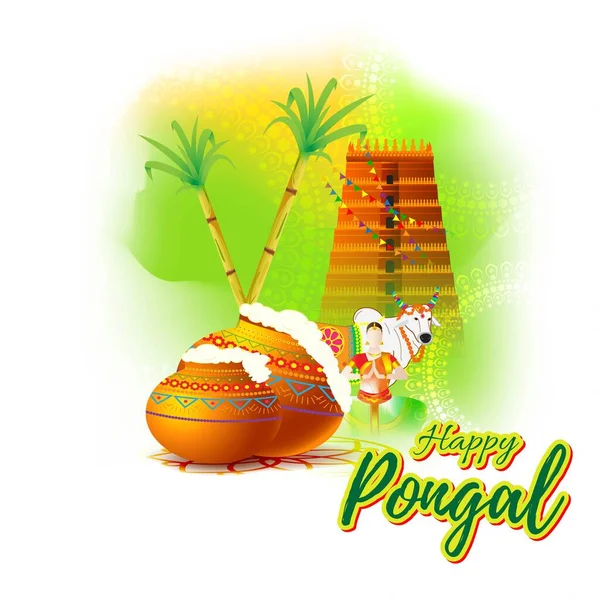 Pongal Festivali Için Vektör Illüstrasyonu — Stok Vektör