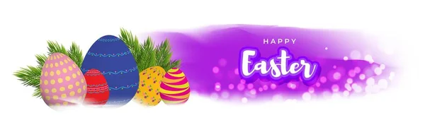 easter holiday card with colorful eggs and flowers