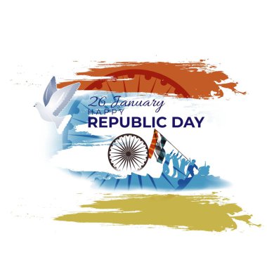 26 Ocak 'taki Hindistan Cumhuriyeti bayrağının vektör illüstrasyonu