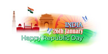 26 Ocak 'taki Hindistan Cumhuriyeti bayrağının vektör illüstrasyonu