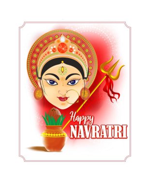 Durga puja 'nın Mutlu Durga Puja Subh Navratri' deki Tanrıça Durga Face 'in resmi, maa, soyut arkaplan Durga puja' nın anlamı Durga puja puja