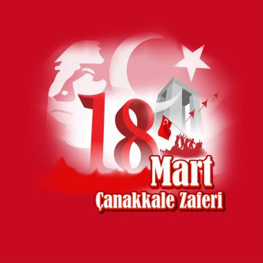 vector illustration for 18 mart anakkale zaferi means March 18 Canakkale victory, Turkish national day. clipart
