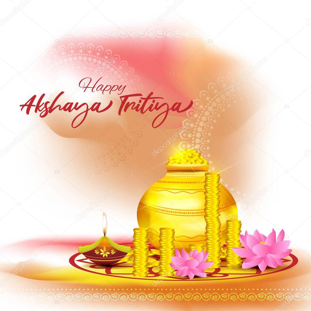 vector illustration for Indian festival with text Akshaya Tritiya 