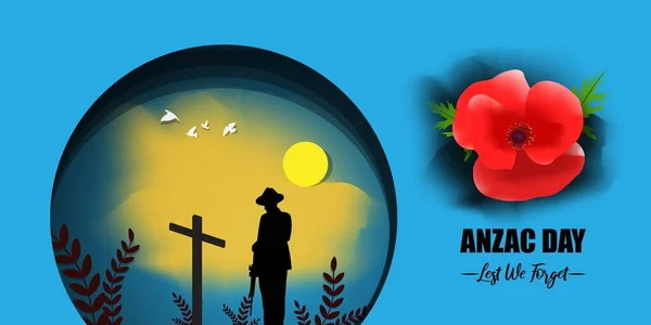 Εικονογράφηση Διάνυσμα Έννοια Της Ημέρας Anzac Λουλούδια Παπαρούνας Απριλίου Εθνική — Διανυσματικό Αρχείο