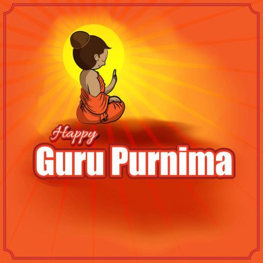 Guru Purnima konsept pankartın vektör illüstrasyonu, öğrencinin manevi öğretmene olan minnettarlığını dile getirmesi.