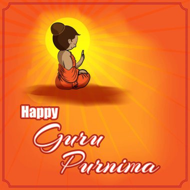 Guru Purnima konsept pankartın vektör illüstrasyonu, öğrencinin manevi öğretmene olan minnettarlığını dile getirmesi.