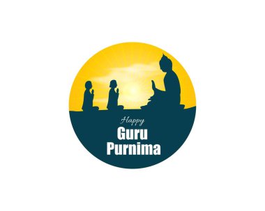 Guru Purnima konsept pankartın vektör illüstrasyonu, öğrencinin manevi öğretmene olan minnettarlığını dile getirmesi.