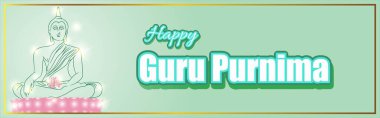 Guru Purnima konsept pankartın vektör illüstrasyonu, öğrencinin manevi öğretmene olan minnettarlığını dile getirmesi.
