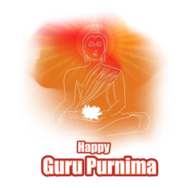 Guru Purnima konsept pankartın vektör illüstrasyonu, öğrencinin manevi öğretmene olan minnettarlığını dile getirmesi.